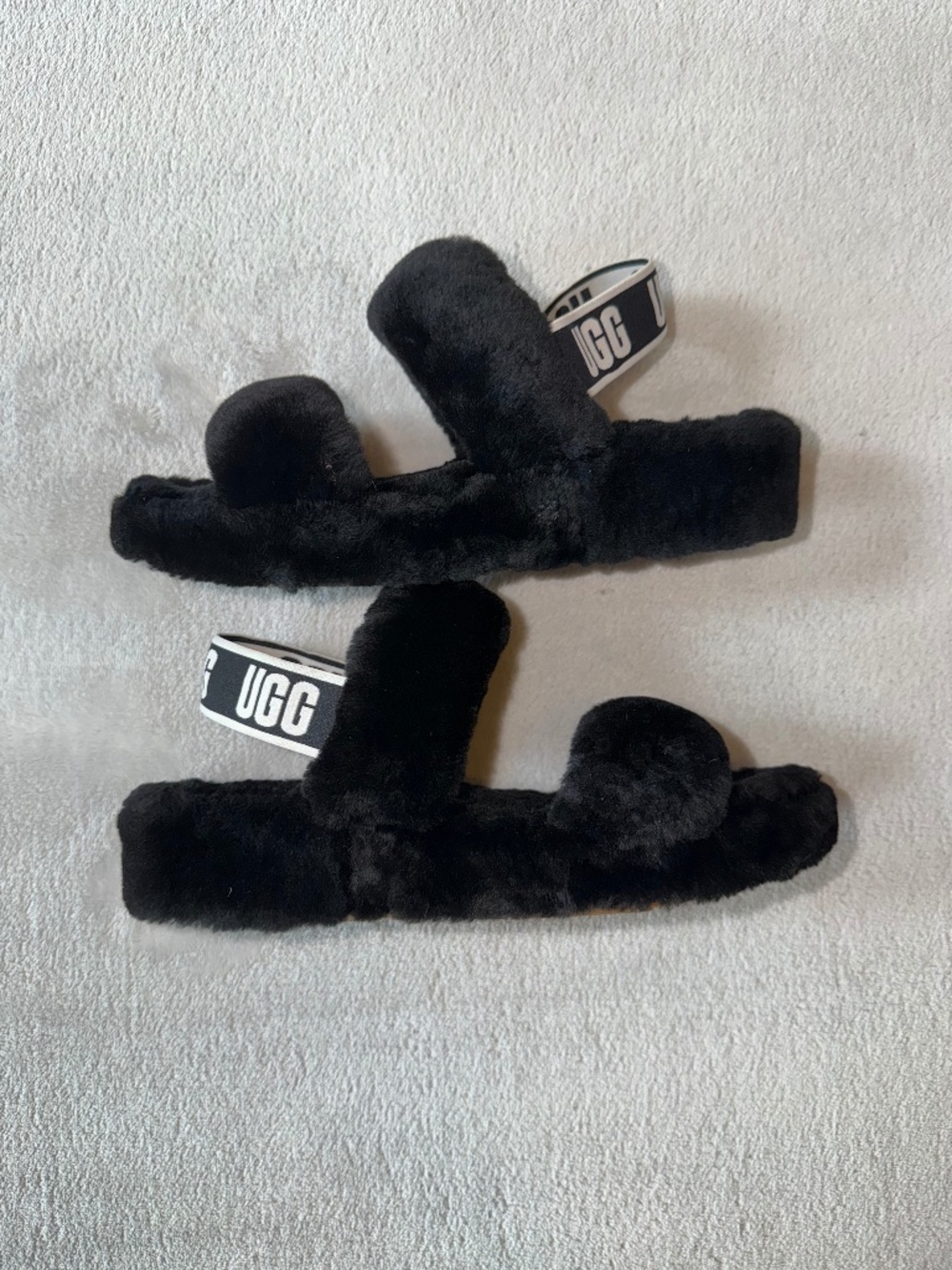 UGG Oh Yeah Black Sheepskin Slide Sandals Slippers Women's Size 8